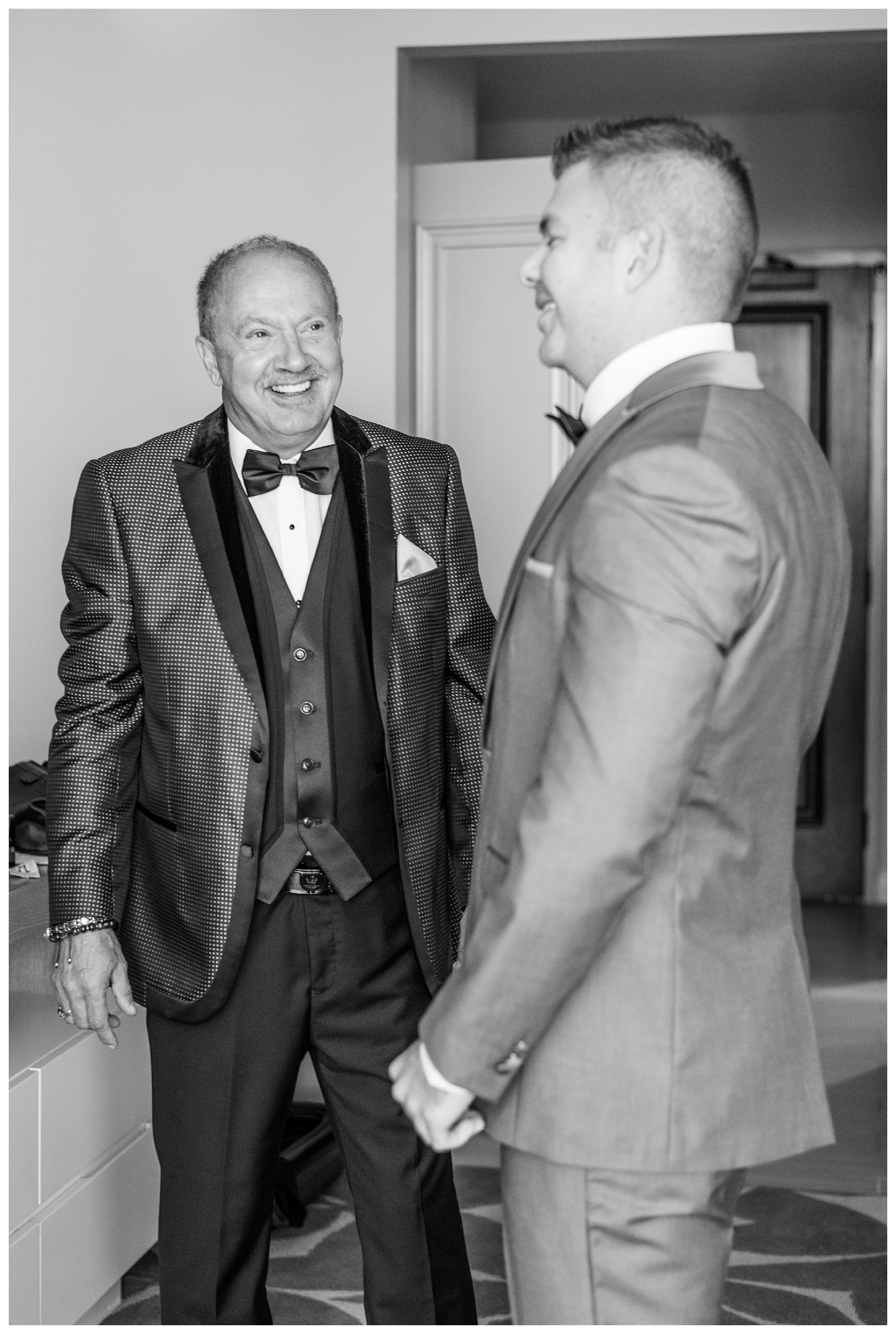 Groom with best man. Black and white portrait by Florida wedding photographer