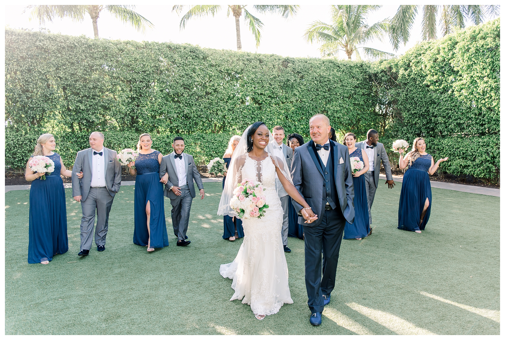 Fun bridal party portraits with navy and blush accents by Jessica McCalla Photography
